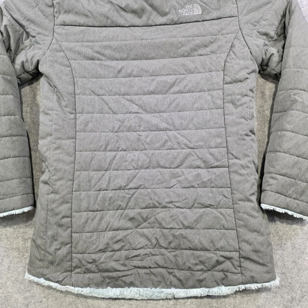 The North Face‎ Mossbud Swirl Jacket Girls XL 18 Gray Sherpa Fleece Lined Puffer
